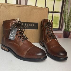Silver Street faux fur lined lace up leather boots in brown